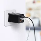 Baseus GaN5 Pro hálózati gyorstöltő 65W, 2×USB Type-C + USB Type-A, fekete + 100W USB Type-C, 1m kábel