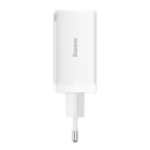 Baseus GaN5 Pro hálózati gyorstöltő 65W, 2×USB Type-C + USB Type-A, fehér + 100W USB Type-C, 1m kábel