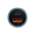 Baseus Golden Contactor Max autós gyorstöltő 60W, USB Type-A + USB Type-C, kék