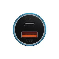   Baseus Golden Contactor Max autós gyorstöltő 60W, USB Type-A + USB Type-C, kék