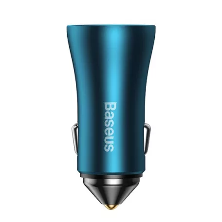 Baseus Golden Contactor Max autós gyorstöltő 60W, USB Type-A + USB Type-C, kék