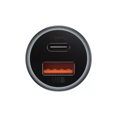   Baseus Golden Contactor Max autós gyorstöltő 60W, USB Type-A + USB Type-C, szürke