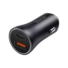 Baseus Golden Contactor Max autós gyorstöltő 60W, USB Type-A + USB Type-C, szürke