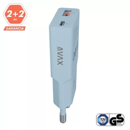 AVAX CH641LB NANO SLIM 30W töltő adapter USB-C (PD3.0)+USB-A (QC3.0), világoskék