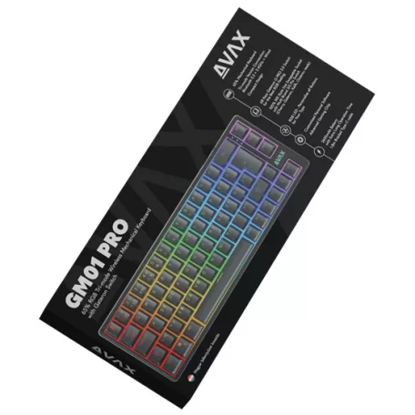 AVAX GM01 PRO 65% RGB tri-mode mechanikus billentyűzet Gateron sárga switch, magyar kiosztás