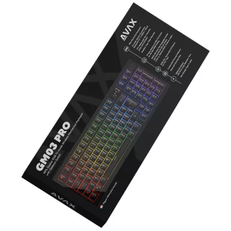 AVAX GM03 PRO 98% Gasket RGB tri-mode mechanikus billentyűzet Gateron sárga switch, magyar kiosztás