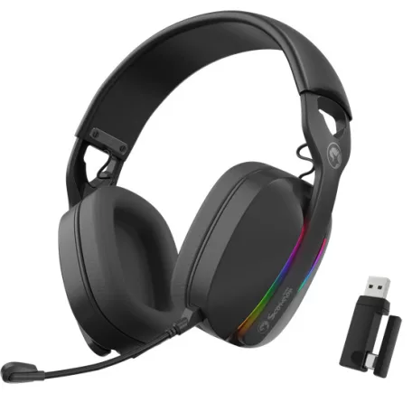 MARVO Pulz 70W vezeték nélküli fejhallgató - fekete - RGB világítás