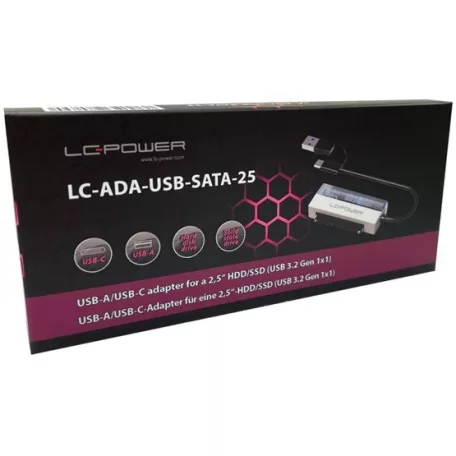LC Power USB-C és USB-A > SATA és NVMe átalakító - LC-ADA-USB-SATA-25