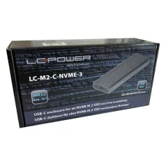   LC Power Külső ház - USB 3.2 2x1 Type C - M.2 NVMe SSD - LC-M2-C-NVME-3