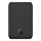 Baseus Magnetic Mini vezeték nélküli gyorstöltő powerbank 5000 mAh, 20W, fekete + 60W USB Type-C, 30cm kábel