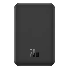   Baseus Magnetic Mini vezeték nélküli gyorstöltő powerbank 5000 mAh, 20W, fekete + 60W USB Type-C, 30cm kábel
