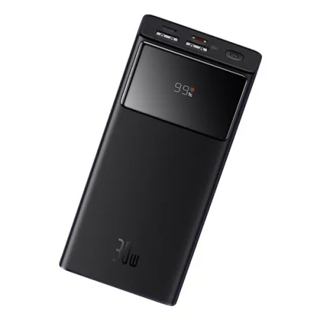 Baseus Star-Lord gyorstöltő powerbank 30000 mAh, 30W, fekete + 3A USB Type-A – Type-C, 30cm kábel