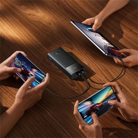 Baseus Star-Lord gyorstöltő powerbank 30000 mAh, 30W, fekete + 3A USB Type-A – Type-C, 30cm kábel