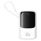 Baseus Qpow Pro+ gyorstöltő powerbank 10000 mAh, 22.5W, beépített USB Type-C kábel, fehér