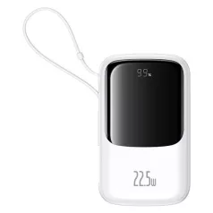   Baseus Qpow Pro+ gyorstöltő powerbank 10000 mAh, 22.5W, beépített USB Type-C kábel, fehér