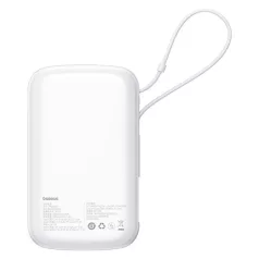   Baseus Qpow Pro+ gyorstöltő powerbank 10000 mAh, 22.5W, beépített USB Type-C kábel, fehér