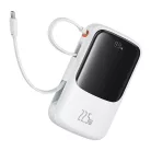 Baseus Qpow Pro+ gyorstöltő powerbank 10000 mAh, 22.5W, beépített USB Type-C kábel, fehér
