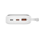 Baseus Qpow Pro+ gyorstöltő powerbank 10000 mAh, 22.5W, beépített USB Type-C kábel, fehér