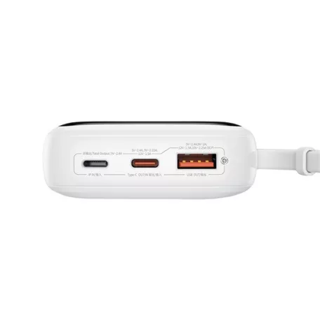 Baseus Qpow Pro+ gyorstöltő powerbank 10000 mAh, 22.5W, beépített USB Type-C kábel, fehér