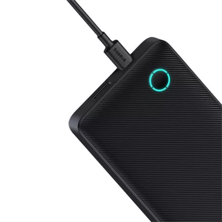 Baseus Airpow Lite powerbank 10000 mAh, 15W, fekete + USB Type-C, 30cm kábel