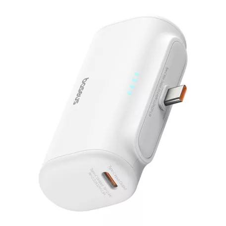 Baseus Compact gyorstöltő powerbank 5000 mAh, 20W USB Type-C csatlakozóval, fehér