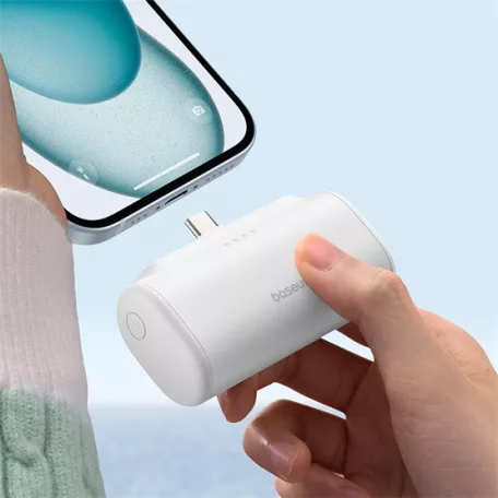 Baseus Compact gyorstöltő powerbank 5000 mAh, 20W USB Type-C csatlakozóval, fehér
