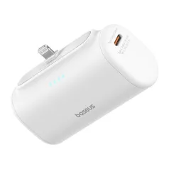   Baseus Compact gyorstöltő powerbank 5000 mAh, 20W iPhone csatlakozóval, fehér