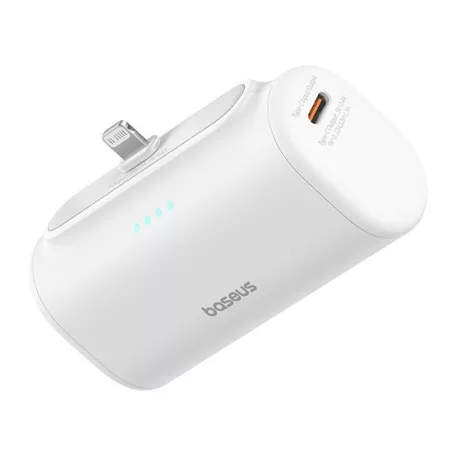 Baseus Compact gyorstöltő powerbank 5000 mAh, 20W iPhone csatlakozóval, fehér