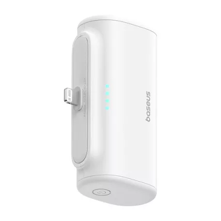 Baseus Compact gyorstöltő powerbank 5000 mAh, 20W iPhone csatlakozóval, fehér