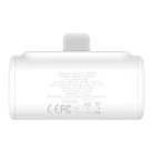 Baseus Compact gyorstöltő powerbank 5000 mAh, 20W iPhone csatlakozóval, fehér