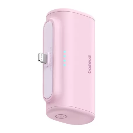Baseus Compact gyorstöltő powerbank 5000 mAh, 20W iPhone csatlakozóval, rózsaszín