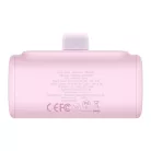 Baseus Compact gyorstöltő powerbank 5000 mAh, 20W iPhone csatlakozóval, rózsaszín