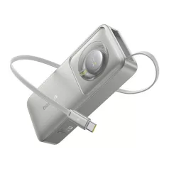   Baseus Free2Pull gyorstöltő powerbank 10000 mAh, 30W, beépített USB Type-C kábel, szürke