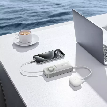 Baseus Free2Pull gyorstöltő powerbank 10000 mAh, 30W, beépített USB Type-C kábel, szürke