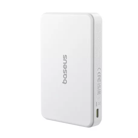 Baseus Airpow II Qi2 Magnetic vezeték nélküli gyorstöltő powerbank 10000 mAh, 22.5W, fehér + 60W USB Type-C, 30cm kábel