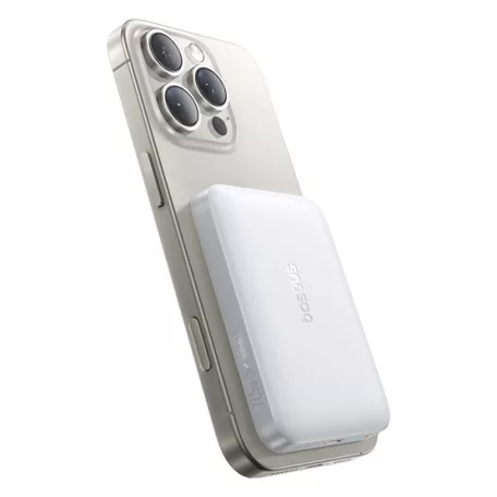 Baseus EnerFill FM11 Magnetic vezeték nélküli gyorstöltő powerbank 10000 mAh, 22.5W, fehér + 60W USB Type-C, 30cm kábel