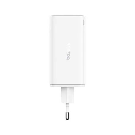 Baseus GaN6 Pro hálózati gyorstöltő 100W, 2×USB Type-C + 2×USB Type-A, fehér + 100W USB Type-C, 1m kábel