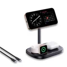   Baseus EnerFill FS41 3-in-1 vezeték nélküli töltő állvány 22,5W, fekete + USB Type-C, 1m kábel