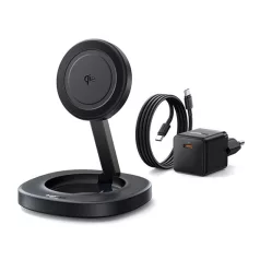   Baseus EnerFill FF11 vezeték nélküli töltő 15W, fekete + 20W hálózati gyorstöltő + USB Type-C, 1m kábel