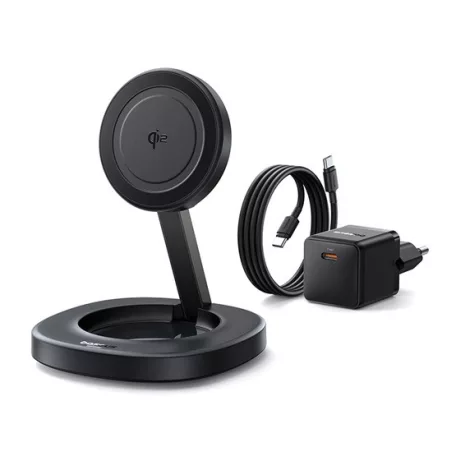 Baseus EnerFill FF11 vezeték nélküli töltő 15W, fekete + 20W hálózati gyorstöltő + USB Type-C, 1m kábel