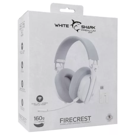 White Shark WGH-2444W FIRECREST vezeték nélküli gamer fejhallgató mikrofonnal - fehér