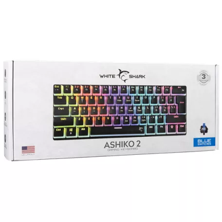 White Shark GK-2202-2B/BL-US ASHIKO-2 vezetékes mechanikus gamer billentyűzet - fekete - US