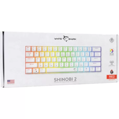 White Shark GK-004213V2-W/R-HU SHINOBI-2 vezetékes mechanikus gamer billentyűzet - fehér - HU /piros/