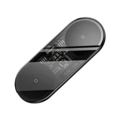   Baseus Digital LED Display 2-in-1 vezeték nélküli töltő 20W, fekete + 3A USB Type-A – USB Type-C,  1m kábel