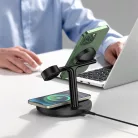 Baseus Swan 3-in-1 vezeték nélküli töltő állvány 20W, fekete + 3A USB Type-A – USB Type-C, 1m kábel