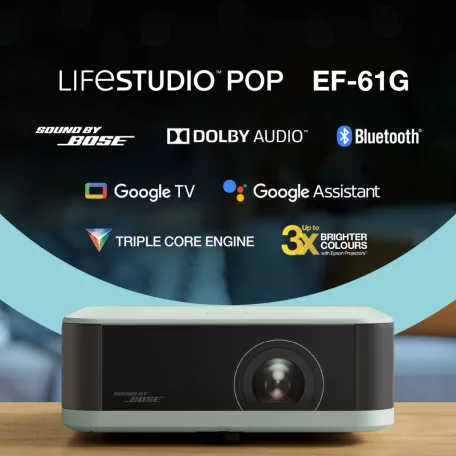 Epson Lifestudio Pop EF-61G hordozható smart projektor Google TV, FHD