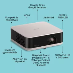   Epson Lifestudio Pop EF-61R hordozható smart projektor, Google TV, FHD