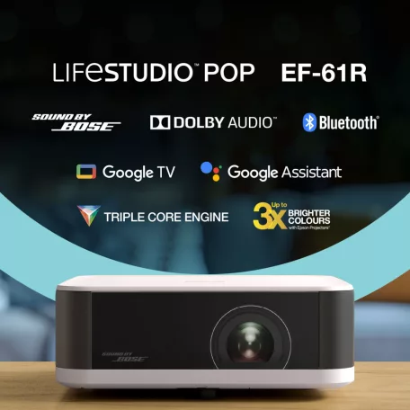 Epson Lifestudio Pop EF-61R hordozható smart projektor, Google TV, FHD