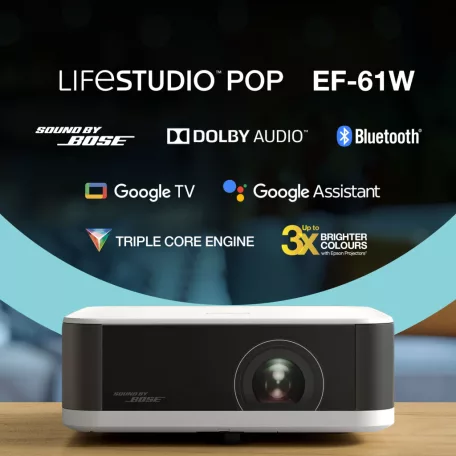 Epson Lifestudio Pop EF-61W hordozható smart projektor, Google TV, FHD