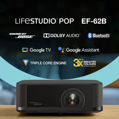 Epson LIFESTUDIO EF-62B hordozható smart projektor, Google TV,  4K Pro UHD